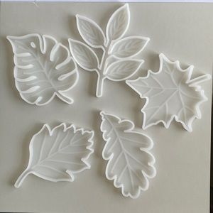 New! Set of 5 Leaf Leaves Clear Silicone Resin Molds Fall Autumn